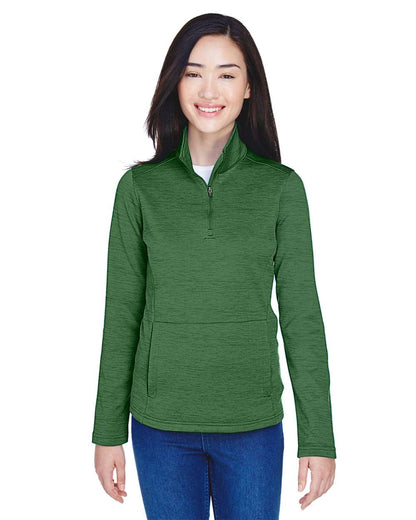 Devon & Jones Women's Newbury Mélange Fleece Quarter-Zip Pullover DG798W #colormdl_Forest Heather