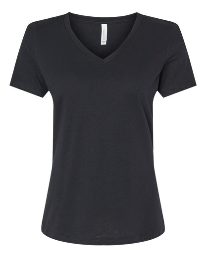 BELLA + CANVAS Women's Relaxed Heather CVC V-Neck Tee 6405CVC #color_Solid Black Blend