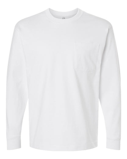 American Apparel Unisex Super Heavyweight Long Sleeve Pocket Tee 9410 #color_White