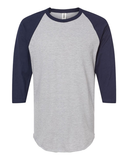 Tultex Fine Jersey Raglan T-Shirt 245 #color_Heather Grey/ Navy