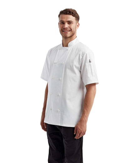 Artisan Collection by Reprime Unisex Short Sleeve Recycled Chef Coat RP656 #colormdl_White
