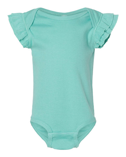 Rabbit Skins Infant Flutter Sleeve Baby Rib Bodysuit 4439 #color_Saltwater