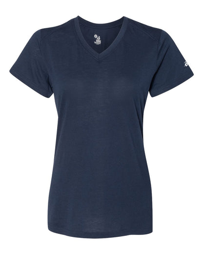 Badger Women’s Triblend Performance V-Neck Short Sleeve T-Shirt 4962 #color_Navy