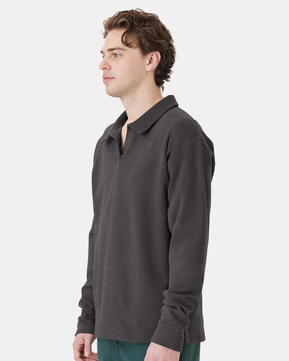 ComfortWash by Hanes Unisex Garment-Dyed Polo Collar Sweatshirt GDH490 #colormdl_New Railroad Grey