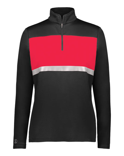 Holloway Women's Prism Bold Quarter-Zip Pullover 222791 #color_Black/ Scarlet