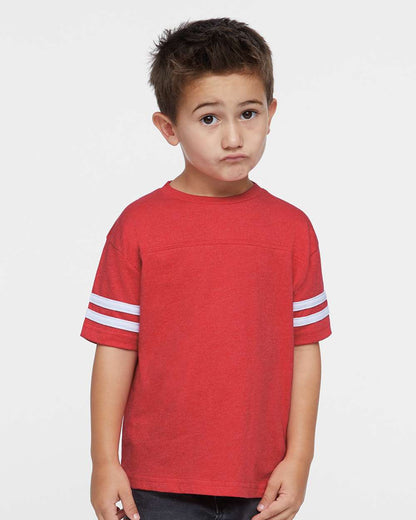Rabbit Skins Toddler Football Fine Jersey Tee 3037 #colormdl_Vintage Red/ White