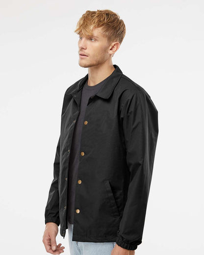 Independent Trading Co. Water-Resistant Windbreaker Coach’s Jacket EXP99CNB #colormdl_Black