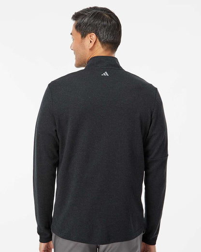 Adidas Men's 3-Stripe Quarter-Zip Sweater Pullover A554 #colormdl_Black Melange