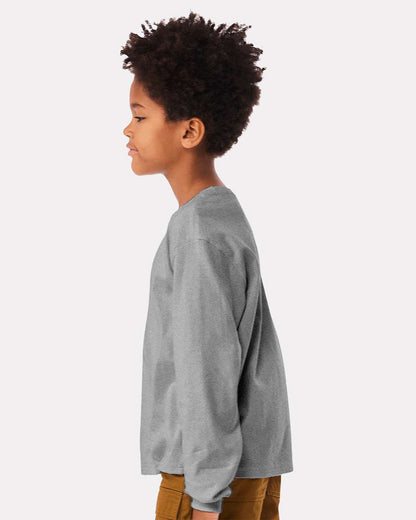 BELLA + CANVAS Youth 6oz. Heavyweight Long Sleeve Tee 3511Y #colormdl_Athletic Heather