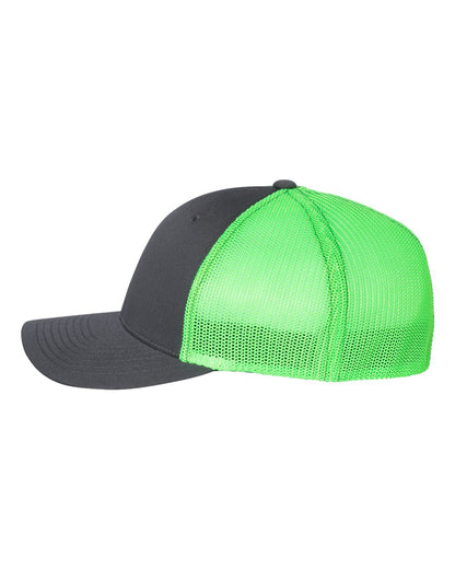 Richardson R-Flex Trucker Cap 110 #color_Charcoal/ Neon Green
