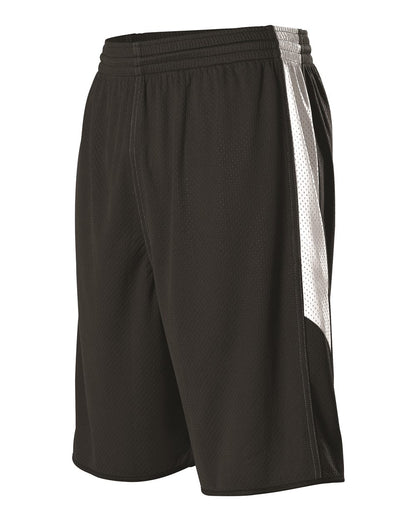 Alleson Athletic Single Ply Reversible Basketball Shorts 589PSP #color_Black/ White