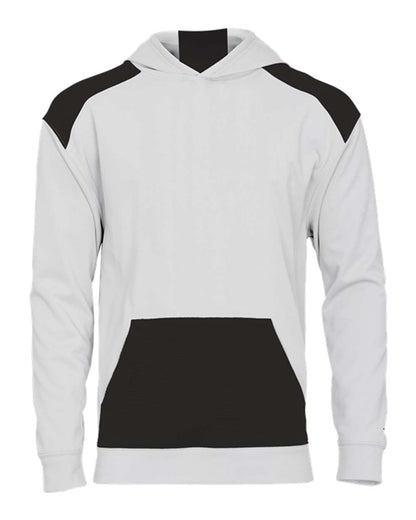 Badger Youth Breakout Performance Fleece Hooded Sweatshirt 2440 #color_White/ Black