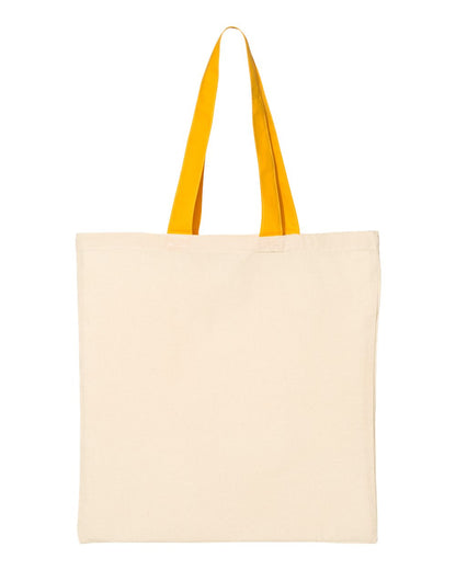 Q-Tees Economical Tote with Contrast-Color Handles QTB6000 #color_Natural/ Gold