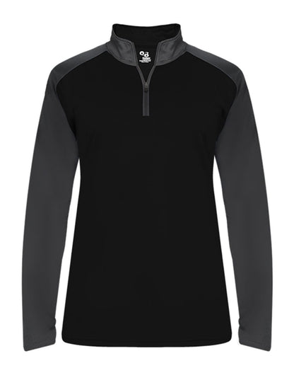 Badger Ultimate SoftLock™ Women's Sport Quarter-Zip Pullover 4008 #color_Black/ Graphite