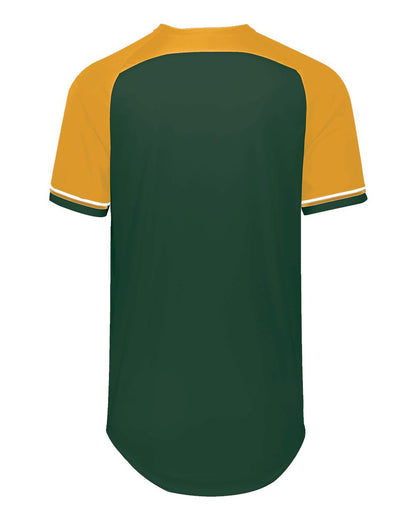 Russell Athletic Unisex Classic V-Neck Jersey R01X3M #color_Dark Green/ Gold/ White