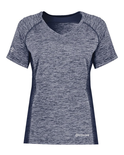 Holloway Women's Electrify CoolCore® V-Neck T-Shirt 222771 #color_Navy Heather
