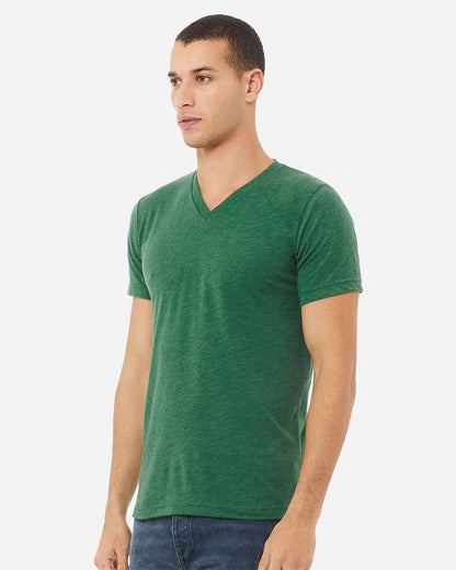 BELLA + CANVAS Unisex Heather CVC V-Neck Tee 3005CVC #colormdl_Heather Grass Green