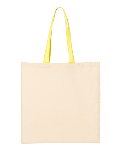 Q-Tees Economical Tote with Contrast-Color Handles QTB6000 #color_Natural/ Yellow