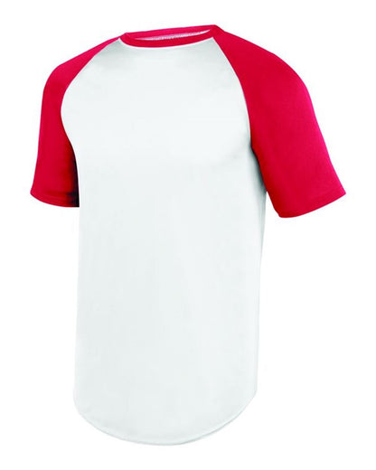 Augusta Sportswear Youth Wicking Short Sleeve Baseball Jersey 1509 #color_White/ Red