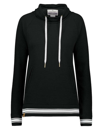 Holloway Women's All-American Fleece Funnel Neck Sweatshirt 229763 #color_Black/ White