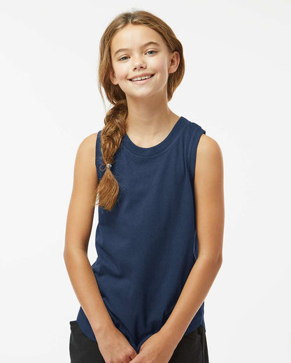 LAT Girls' Relaxed Fine Jersey Tank 2692 #colormdl_Denim