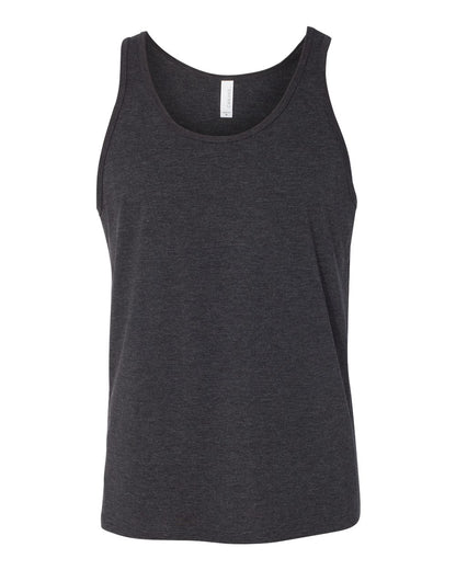 BELLA + CANVAS Jersey Tank 3480 #color_Charcoal Black Triblend/ Solid Black Triblend