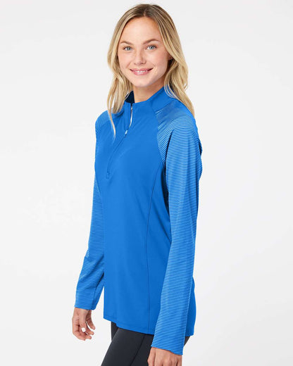 Adidas Women's Stripe Block Quarter-Zip Pullover A521 #colormdl_Glory Blue