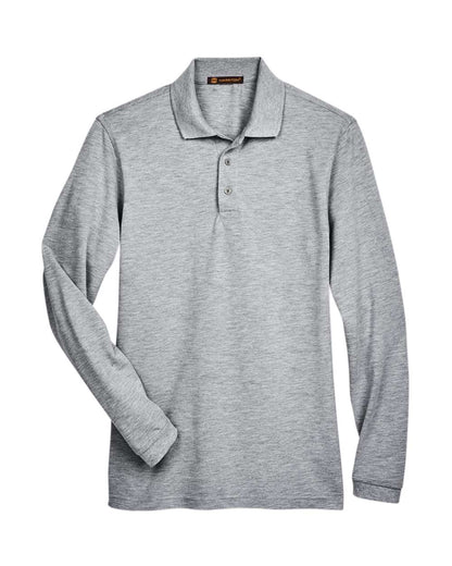 Harriton Men's Easy Blend™ Long Sleeve Polo M265L #color_Grey Heather