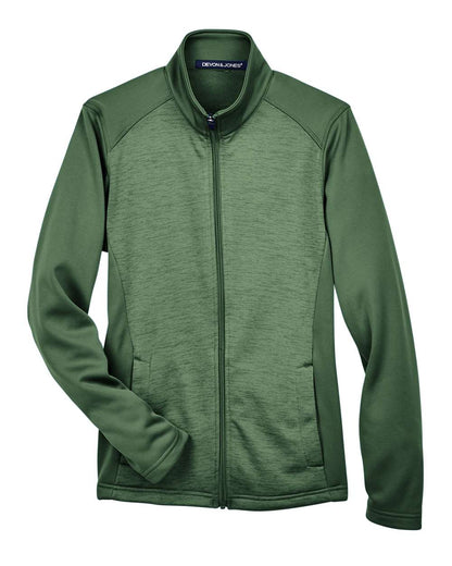 Devon & Jones Women's Newbury Colorblock Mélange Fleece Full-Zip Jacket DG796W #color_Forest/ Forest Heather