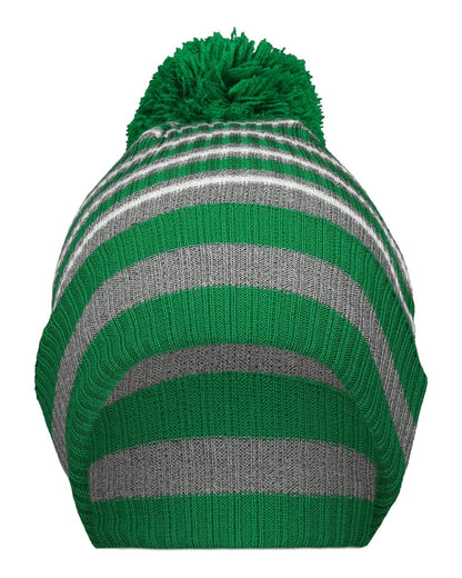 Holloway 8 1/2" Spirit Pom Beanie 223815 #color_Kelly/ Heather Grey/ White