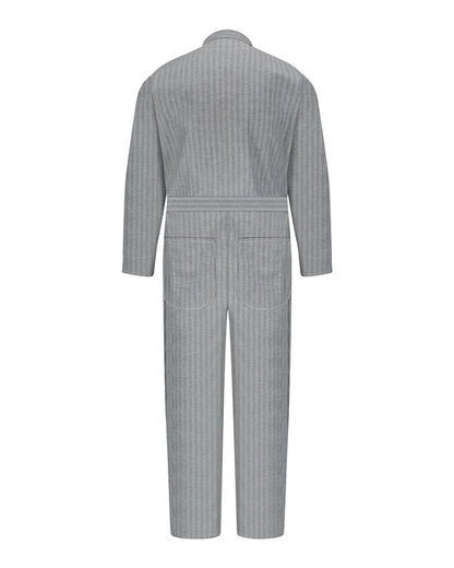 Red Kap Men's Extended Sizes Button-Front Cotton Coveral CC16EXT #color_Fisher Herringbone