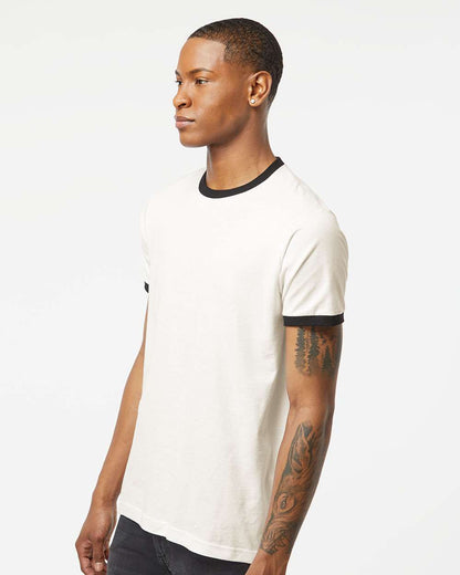 Tultex Fine Jersey Ringer T-Shirt 246 #colormdl_Vintage White/ Black