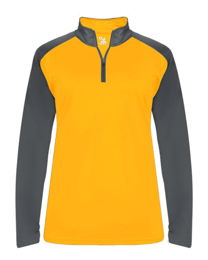 Badger Ultimate SoftLock™ Women's Sport Quarter-Zip Pullover 4008 #color_Gold/ Graphite