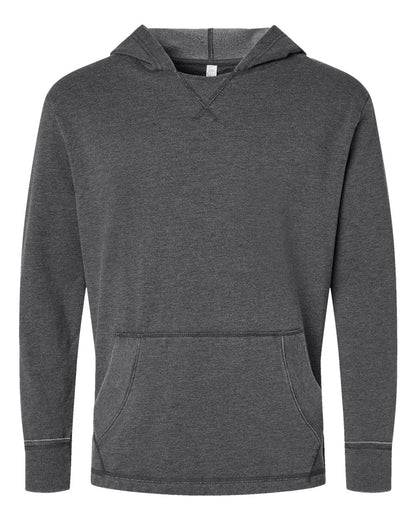 LAT Unisex Vintage Wash Fleece Hoodie Sweatshirt 6936 #color_Washed Black