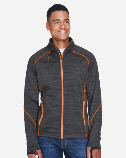 North End Men's Flux Mélange Bonded Fleece Jacket 88697 #colormdl_Carbon/ Orange Soda
