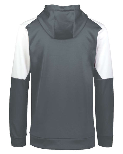 Holloway Youth Blue Chip Hooded Sweatshirt 222640 #color_Iron/ White