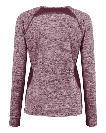 Holloway Women's Electrify CoolCore® Long Sleeve V-Neck T-Shirt 222770 #color_Maroon Heather