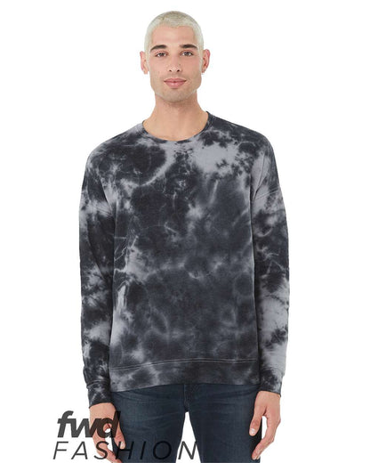 BELLA + CANVAS FWD Fashion Tie-Dyed Crewneck Sweatshirt 3945RD #color_White/ Grey &amp; Black