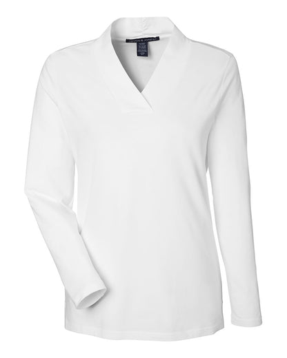 Devon & Jones Women's Raleigh Shawl Collar Knit Top DP121W #color_White