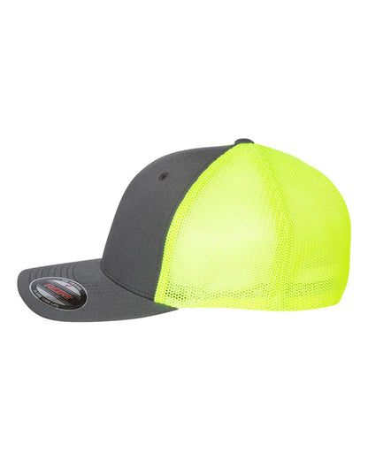 Flexfit Trucker Cap 6511 #color_Charcoal/ Neon Yellow