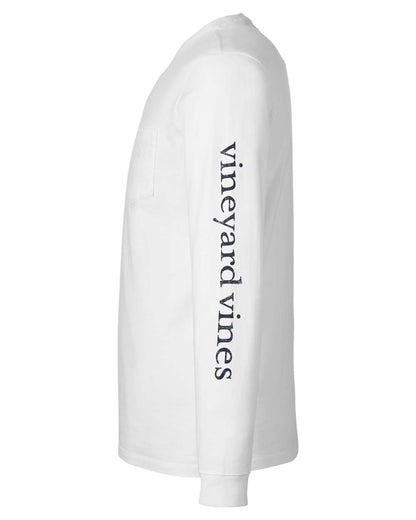 vineyard vines Unisex Long Sleeve Pocket T-Shirt V021214 #color_White Cap/ Blue Blazer