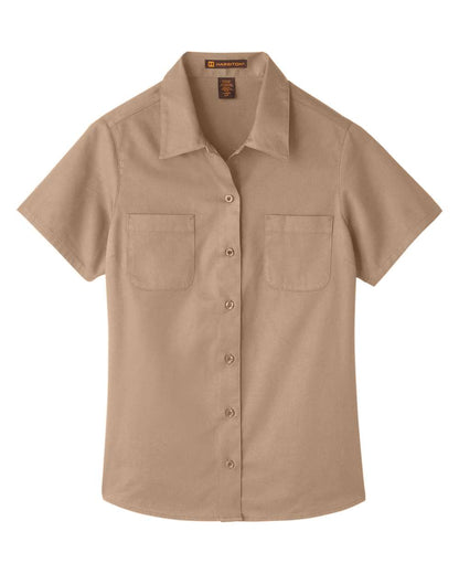 Harriton Women's Advantage IL Short Sleeve Dress Shirt M585W #color_Khaki