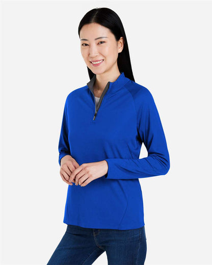 CORE365 Women's Origin Performance Pique Quarter-Zip Pullover CE418W #colormdl_True Royal/ Carbon