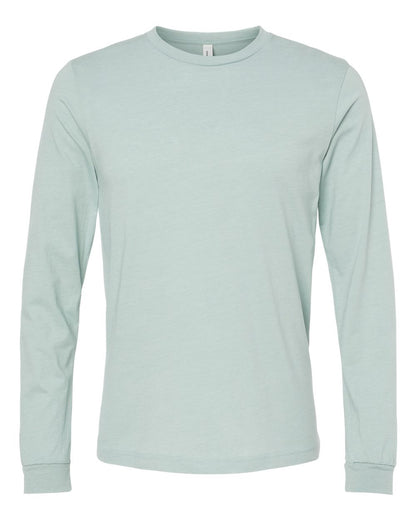 BELLA + CANVAS Heather CVC Long Sleeve Tee 3501CVC #color_Heather Dusty Blue