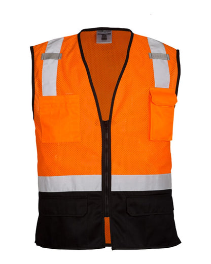 Kishigo Unisex Black Bottom Mesh Class 2 Vest 1509 #color_Orange - 1529