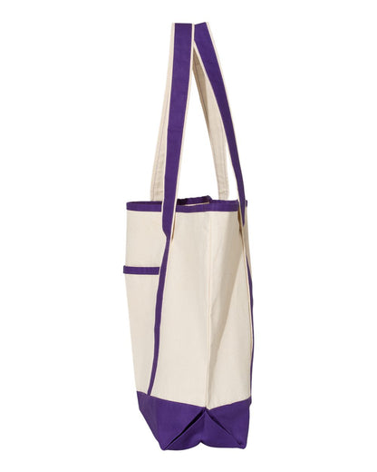 Q-Tees 34.6L Large Canvas Deluxe Tote Q1500 #color_Natural/ Purple