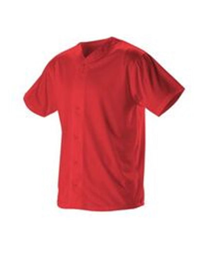 Alleson Athletic Youth Full Button Lightweight Baseball Jersey 52MBFJY #color_Red