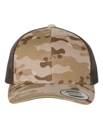 YP Classics Retro Trucker Cap 6606 #color_Multicam Arid/ Brown