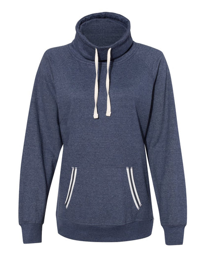 J. America Women’s Relay Cowl Neck Sweatshirt 8653 #color_Navy