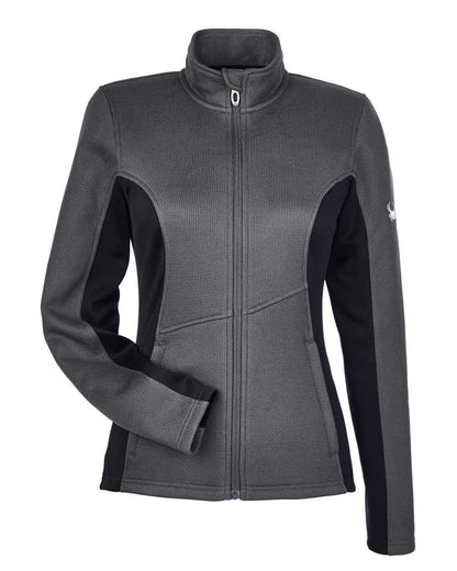 Spyder Women's Constant Full-Zip Sweater Fleece Jacket 187335 #color_Polar/ Black/ White